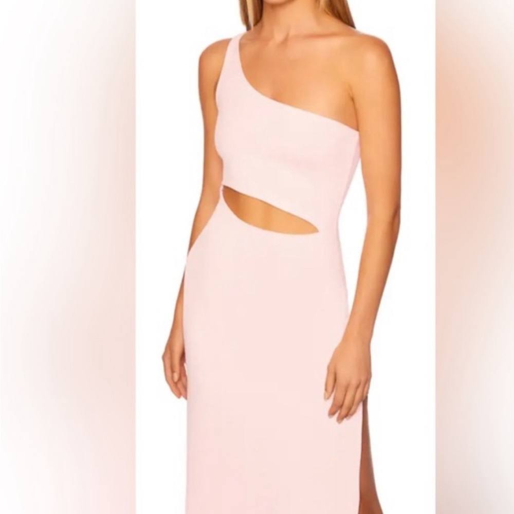 Susana Monaco one arm cut out high slit long dress